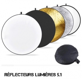 Reflecteur 5en1 Andoer reflecteur de lumiere pliable 24pouces 6pcm 5en1 Disque photo portable accesoirs de studio photo