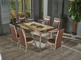 Table à manger Table à manger en marbre de 6 places.