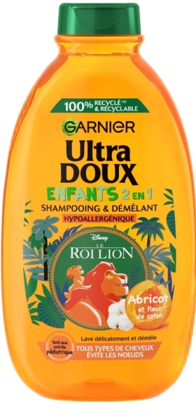 Shampoing Démêlant garnier 2-en-1 Enfant Abricot ULTRA DOUX 400ml Shampooing Garnier Ultra DOUX 2-en-1 à l