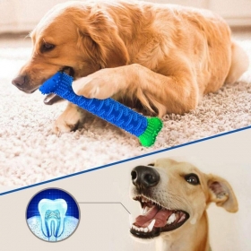 Brosse à dents et jouet La brosse à dents pour chiens brosse les dents, gratte le tartre et la plaque dentaire et masse les gencives plus votre chien mâche, plus ses dents sont propres!

La brosse à mâcher ressemble à un os de chien jouet ordinaire, mais l