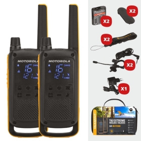 Talkies walkies Paire de Talkies walkies de type PMR446, modèle Motorola® T82, destiné à un usage professionnel, avec une portée de 10 km, fonctionnant sur batteries rechargeables