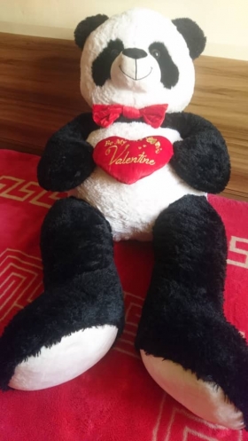 Panda XXL Be My Valentine Waouh!Voici la Magnifique Peluche Géante Panda"Be My Valentine"toute Neuve de taille adulte ayant 160cm de hauteur pour fêter la Saint-Valentin comme jamais vous ne l