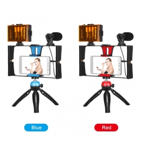Trépied LED micro et support  Stablisateur de video portable u rig pro pour smartphone avec Trepied  et micro et led