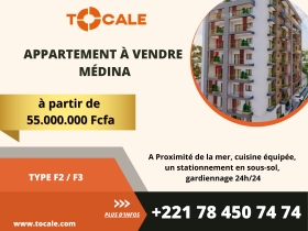 F2/F3 A VENDRE A LA MEDINA Situé dans un quartier prisé de Dakar, cet appartement de standing offre une vue imprenable sur la ville et ses environs. Avec ses chambres spacieuses et lumineuses, cet espace de vie est idéal pour une famille ou un groupe d