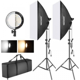 Paire softbox lumière studio LED COMPOSANTS DU COLIS : (2) Softbox Photo Studio avec lampe LED de 45 W à intensité variable, (2) pied d