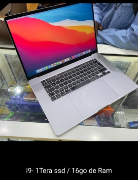 MacBook pro 2019 touchbar i9 Core i9 
RAM 16 go 
disque dur SSD 1 téra 
15 pouces 
